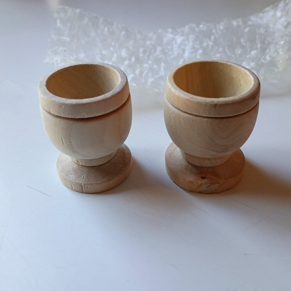 Tiny Wood Glasses New 1 1/2 In x 1 1/4 In